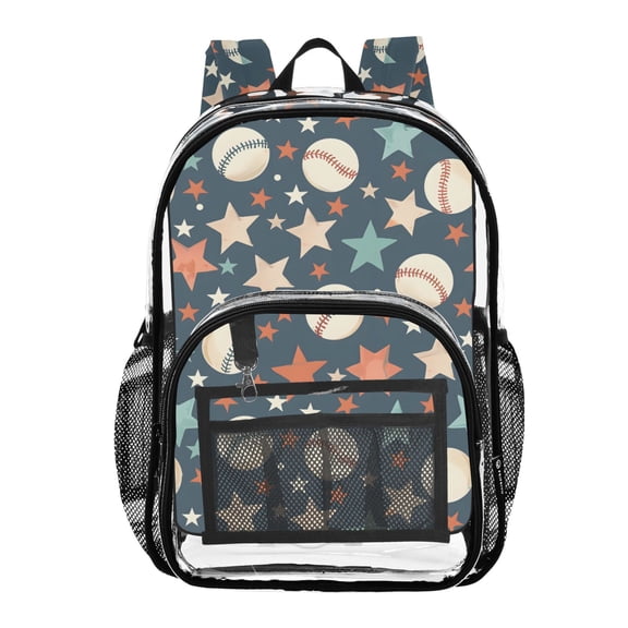 ALAZA Clear Backpack Baseball Cartoon Stars PVC Transparent BookBag