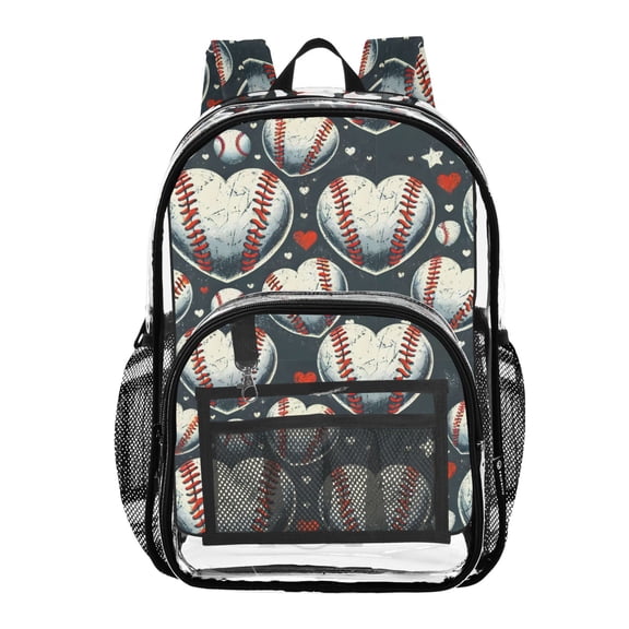 ALAZA Clear Backpack Baseball Heart Shape PVC Transparent BookBag