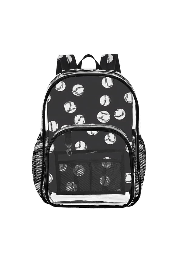 Clear Backpack Baseball Pattern PVC Transparent BookBag