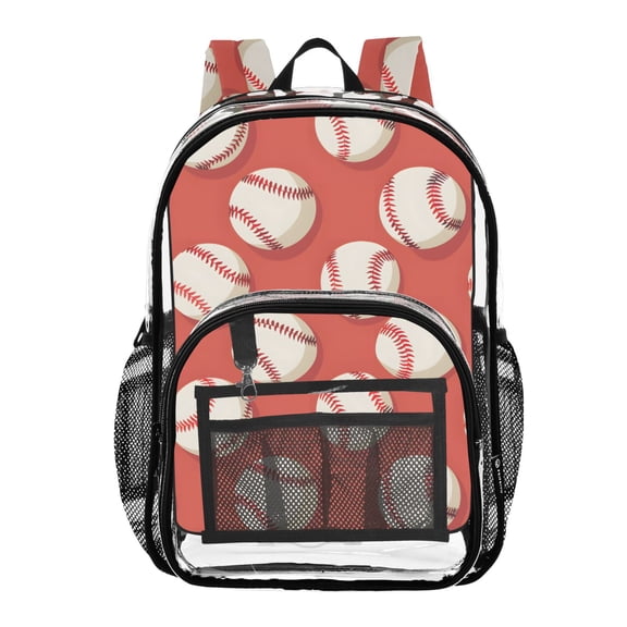 ALAZA Clear Backpack Baseball Red PVC Transparent BookBag