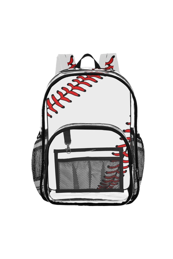 Clear Backpack Baseball White PVC Transparent BookBag