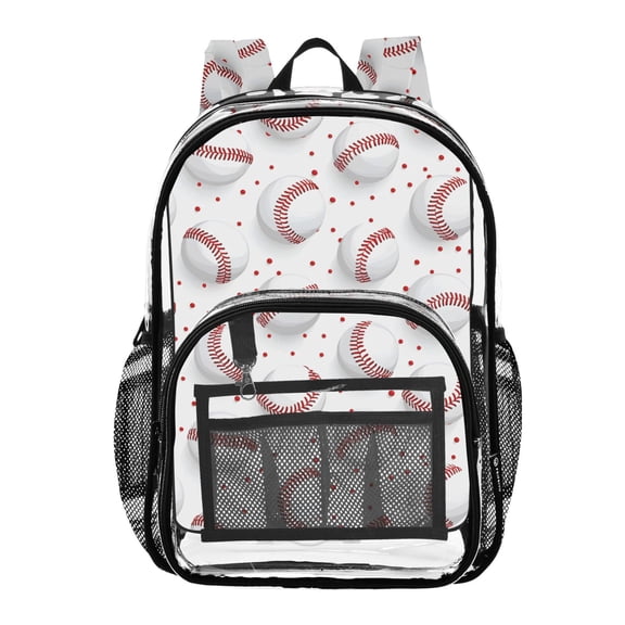 ALAZA Clear Backpack Baseball on White PVC Transparent BookBag