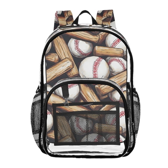ALAZA Clear Backpack Baseballs Bats PVC Transparent BookBag