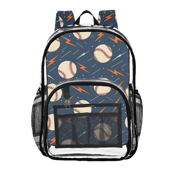 ALAZA Clear Backpack Baseballs with Lightning PVC Transparent BookBag
