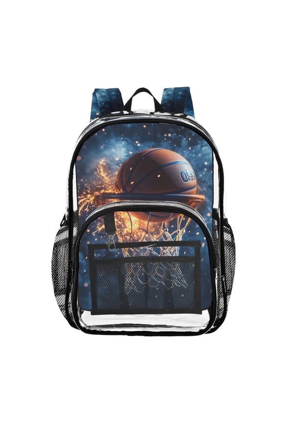 Clear Backpack Basketball Sparks PVC Transparent BookBag