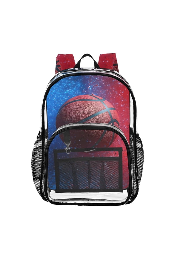 Clear Backpack Basketball Starry PVC Transparent BookBag