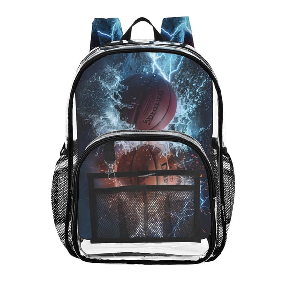 ALAZA Clear Backpack Basketball with Lightning PVC Transparent BookBag