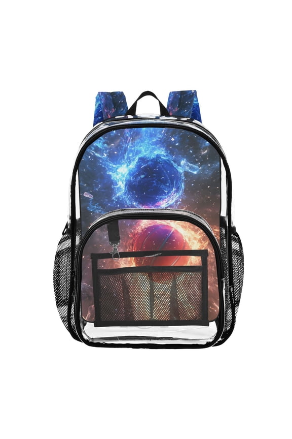 Clear Backpack Basketballs Explosion PVC Transparent BookBag