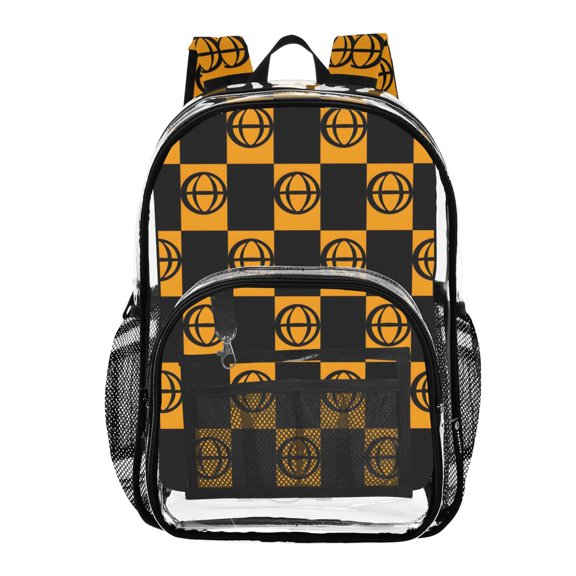 ALAZA Clear Backpack Basketballs in Checkered PVC Transparent BookBag