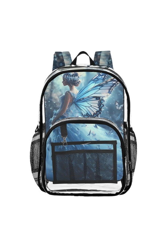 Clear Backpack Beautiful Butterfly with Wing PVC Transparent BookBag