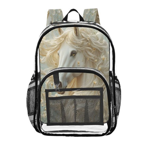 ALAZA Clear Backpack Beautiful Horse PVC Transparent BookBag