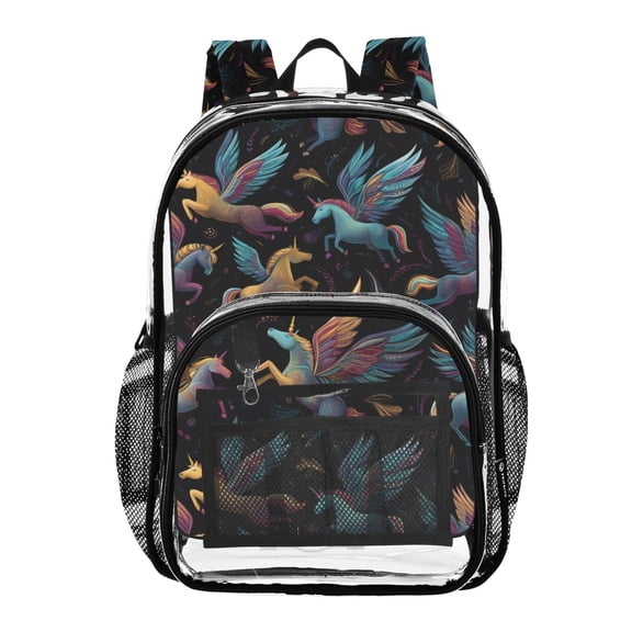 ALAZA Clear Backpack Beautiful Unicorns Magic PVC Transparent BookBag