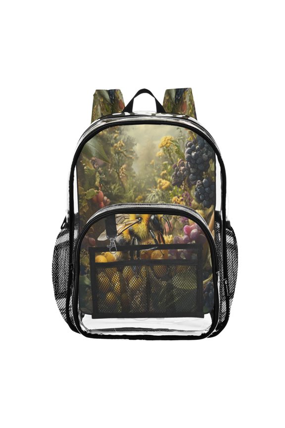 Clear Backpack Bee in Grapes PVC Transparent BookBag