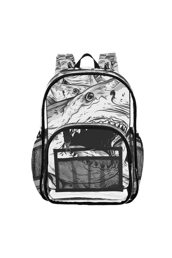 Clear Backpack Big Shark PVC Transparent BookBag