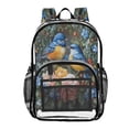 thumbnail image 1 of ALAZA Clear Backpack Birds Flowers PVC Transparent BookBag, 1 of 7