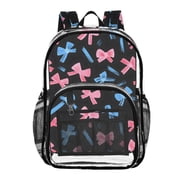 ALAZA Clear Backpack Blue Bow PVC Transparent BookBag