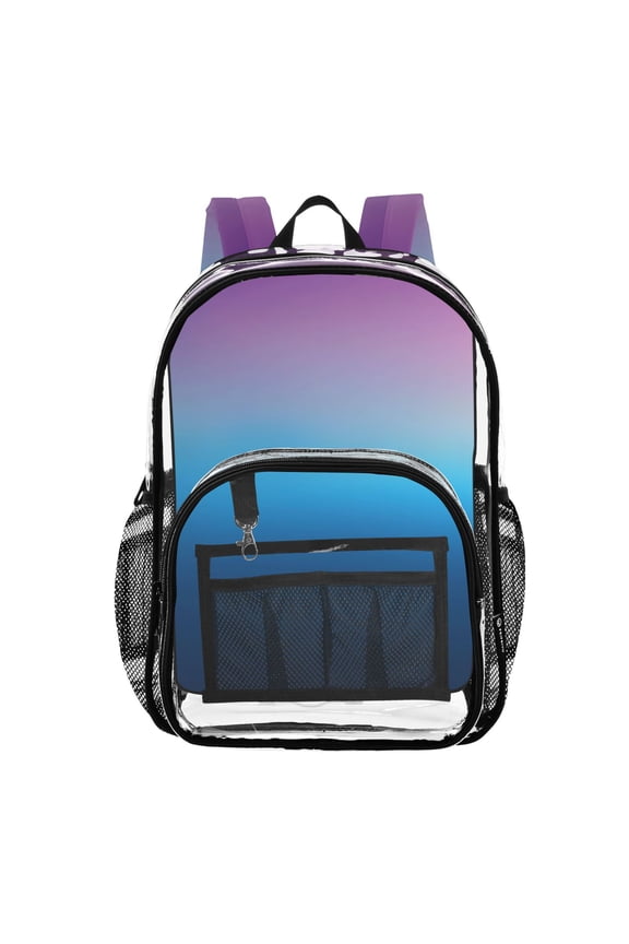 Clear Backpack Blue Gradient-z6 PVC Transparent BookBag