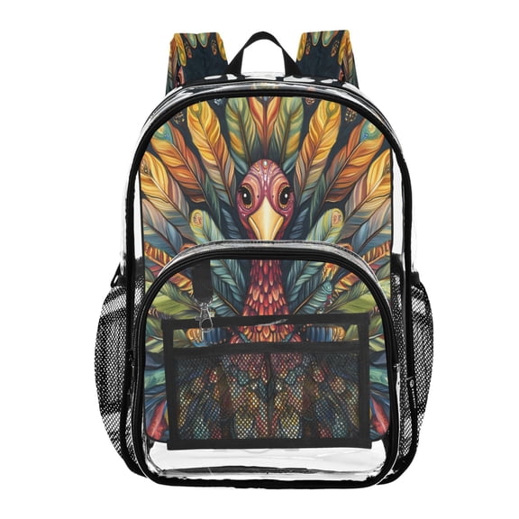ALAZA Clear Backpack Boho Art Turkey PVC Transparent BookBag