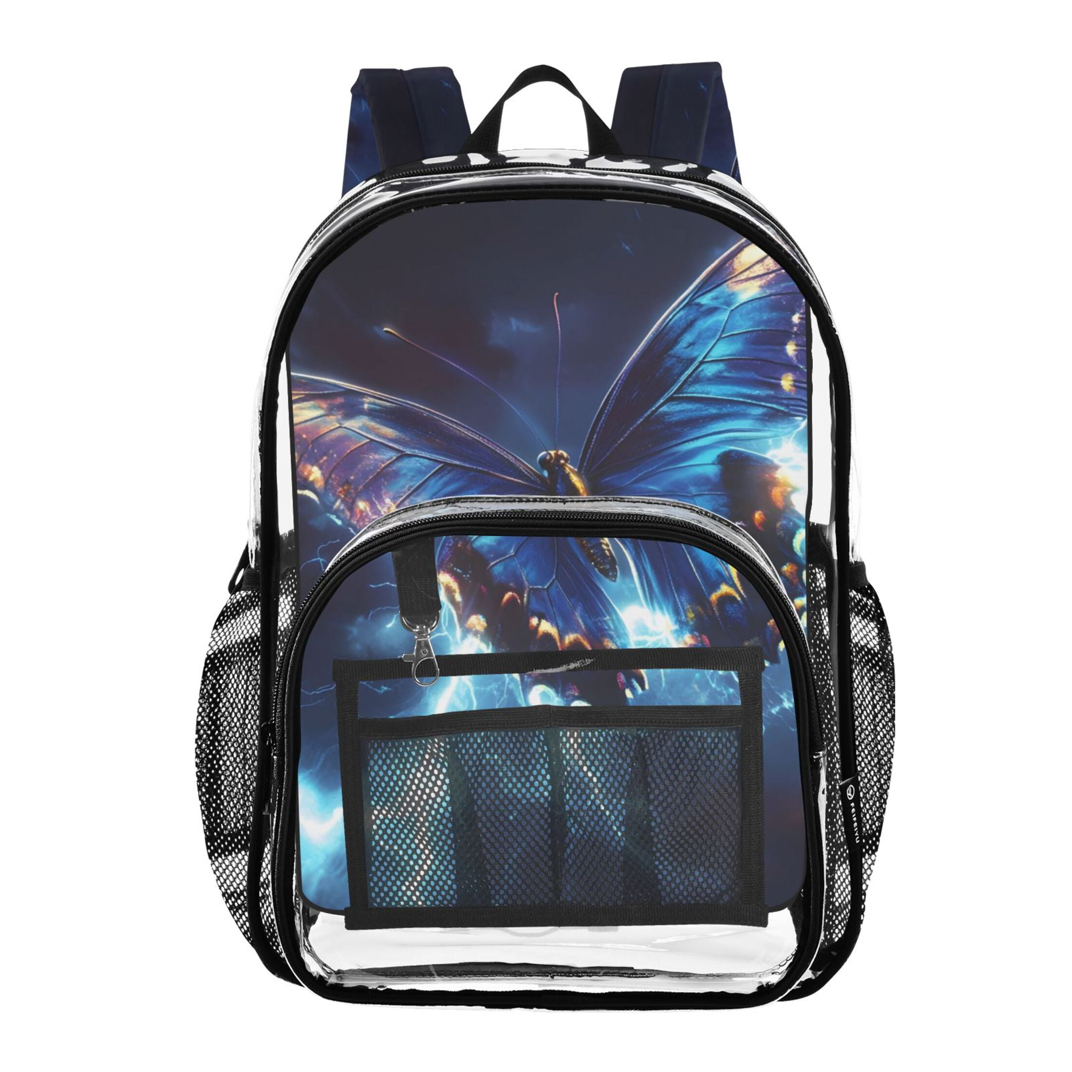 ALAZA Clear Backpack Butterfly Blue Lightning PVC Transparent BookBag ...