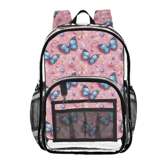 ALAZA Clear Backpack Butterfly Blue PVC Transparent BookBag