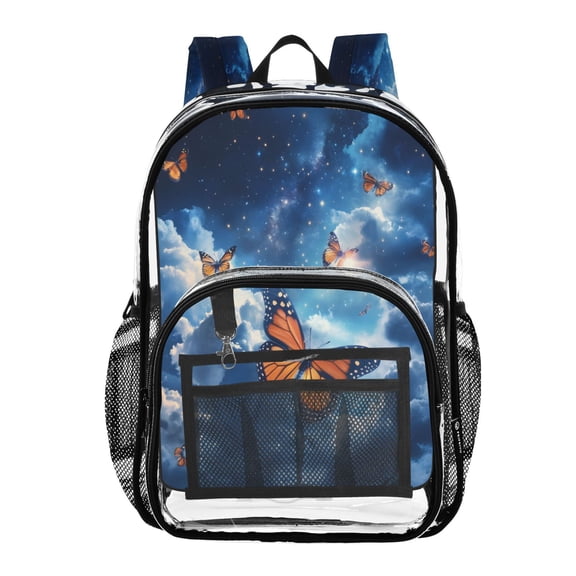 ALAZA Clear Backpack Butterfly Starry Sky PVC Transparent BookBag