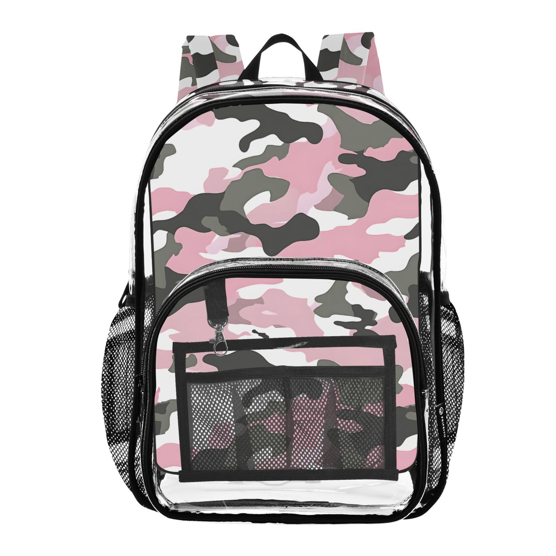 ALAZA Clear Backpack Camouflage Pink PVC Transparent BookBag 