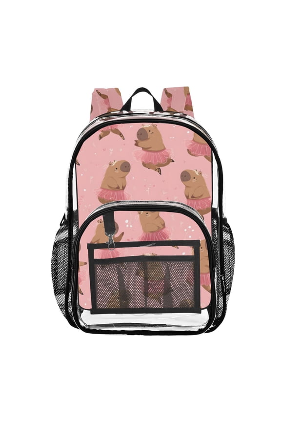 Clear Backpack Capybara Dancing PVC Transparent BookBag