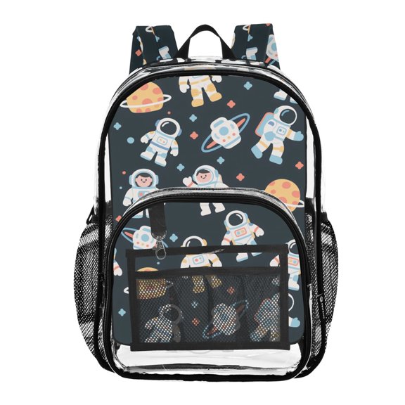 ALAZA Clear Backpack Cartoon Astronaut Planet PVC Transparent BookBag