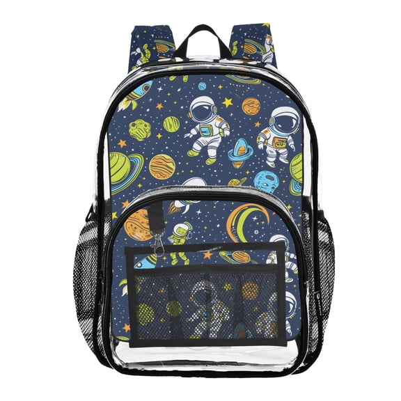 ALAZA Clear Backpack Cartoon Astronauts Space Universe PVC Transparent BookBag