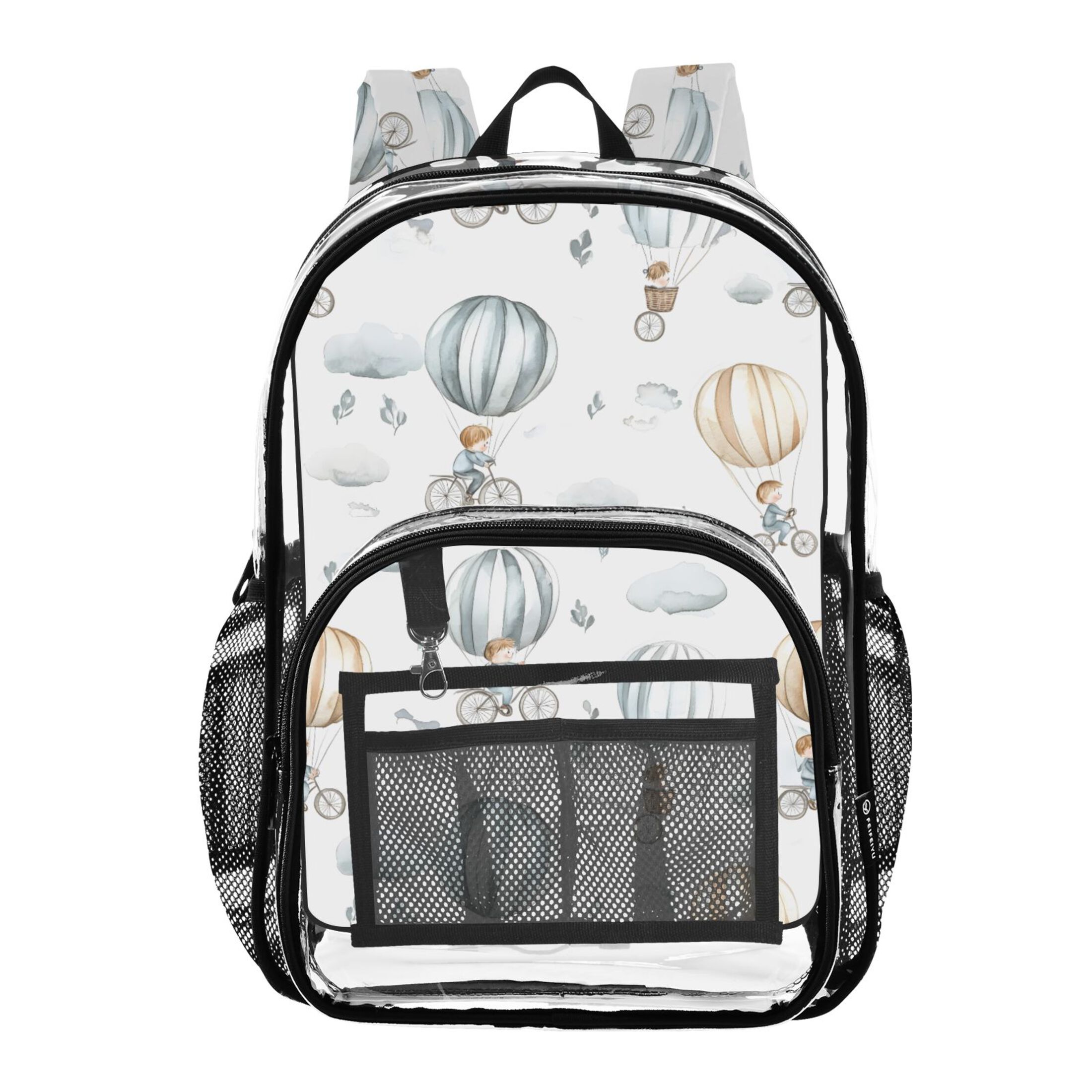 ALAZA Clear Backpack Cartoon Balloon Bicycles PVC Transparent BookBag ...