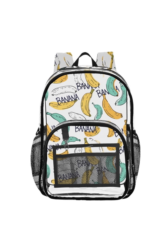Clear Backpack Cartoon Bananas PVC Transparent BookBag