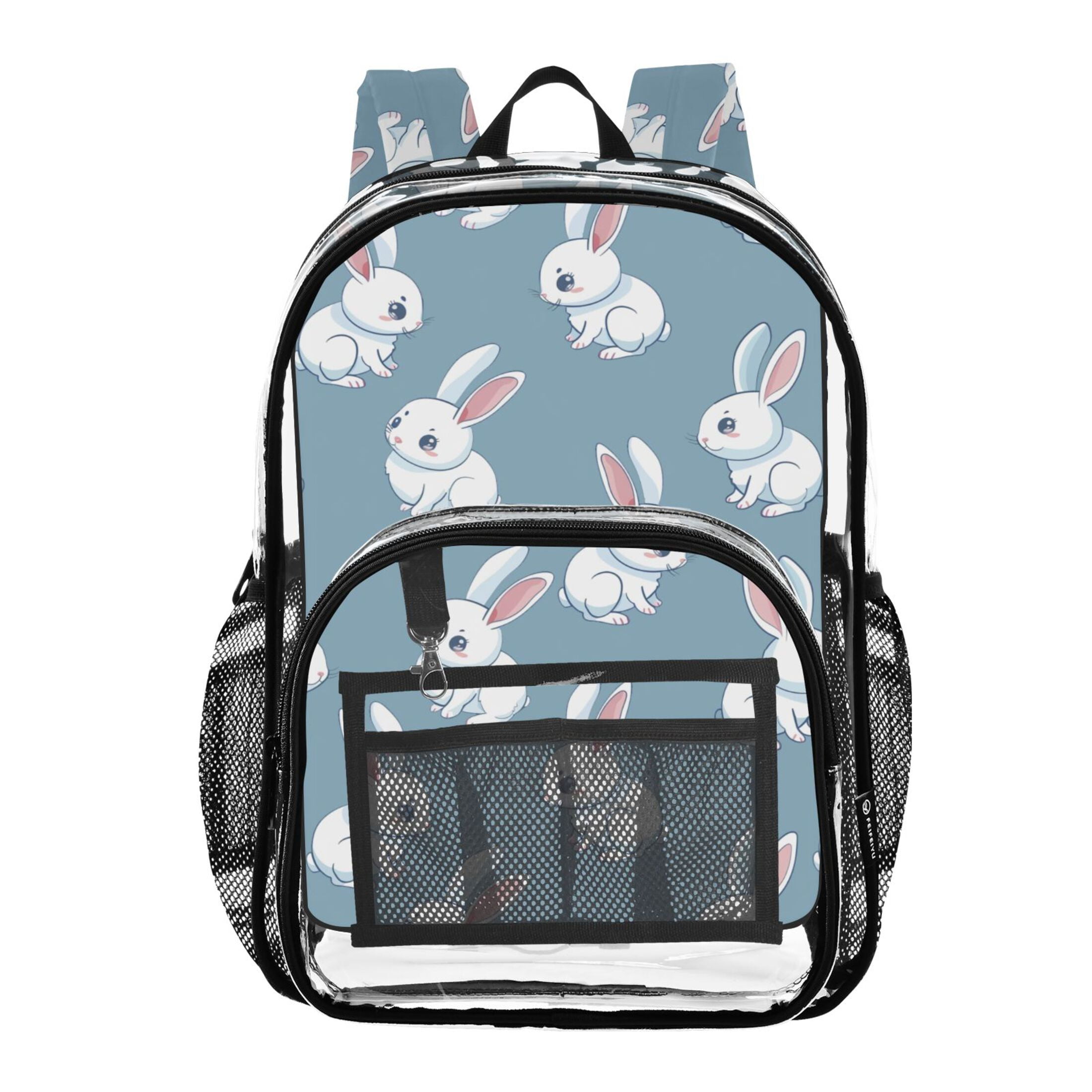 ALAZA Clear Backpack Cartoon Cute Rabbits PVC Transparent BookBag ...