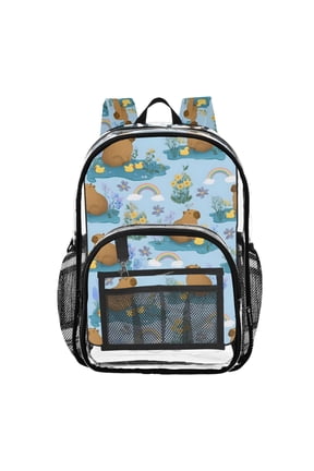 Clear Backpack Cartoon Duck Capybaras PVC Transparent BookBag