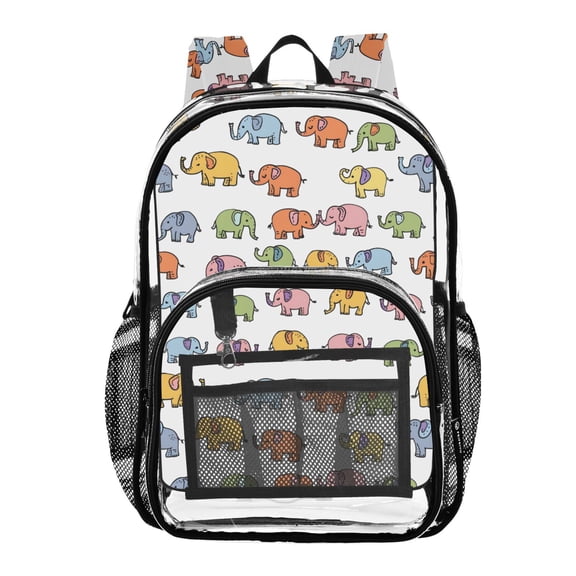 ALAZA Clear Backpack Cartoon Elephants PVC Transparent BookBag