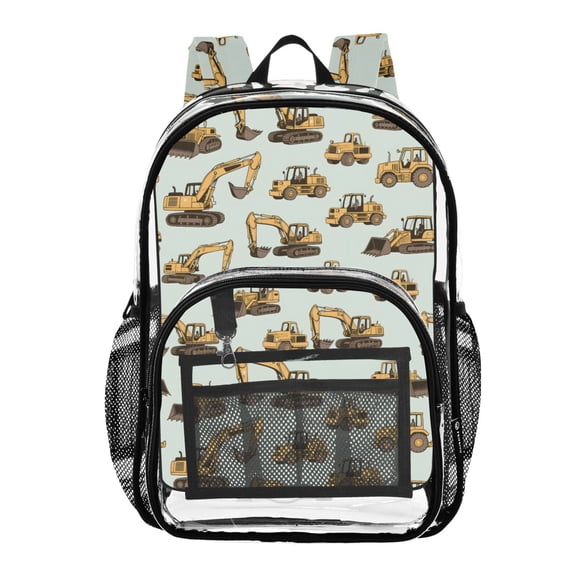 ALAZA Clear Backpack Cartoon Excavator Vehicle PVC Transparent BookBag