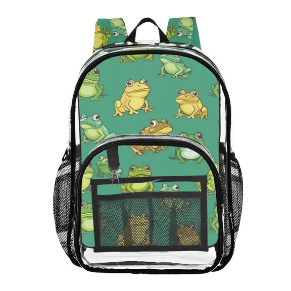 ALAZA Clear Backpack Cartoon Frog PVC Transparent BookBag