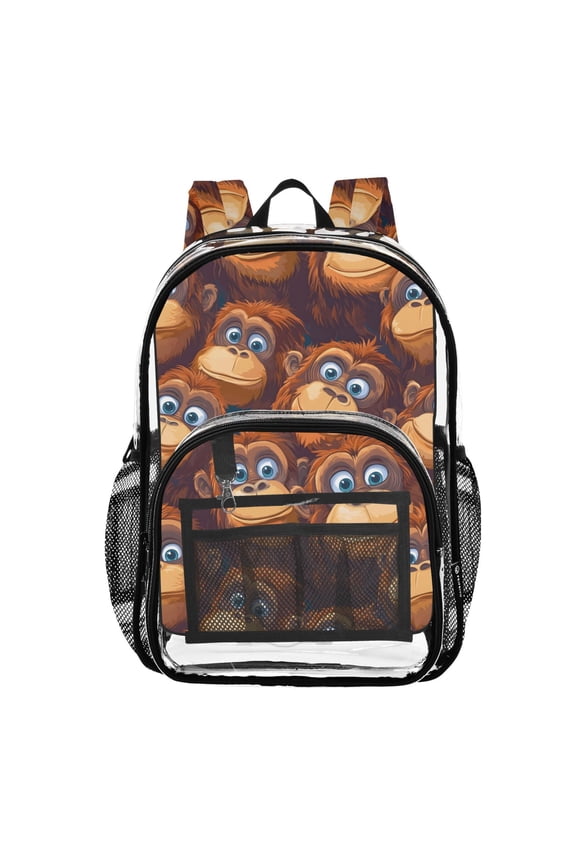 Clear Backpack Cartoon Gorillas PVC Transparent BookBag