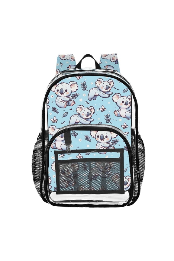 Clear Backpack Cartoon Koala with Leaf PVC Transparent BookBag