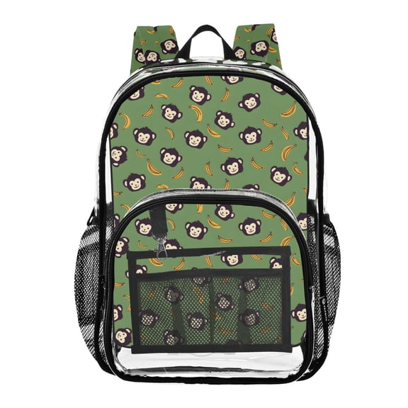 ALAZA Clear Backpack Cartoon Monkey Bananas PVC Transparent BookBag