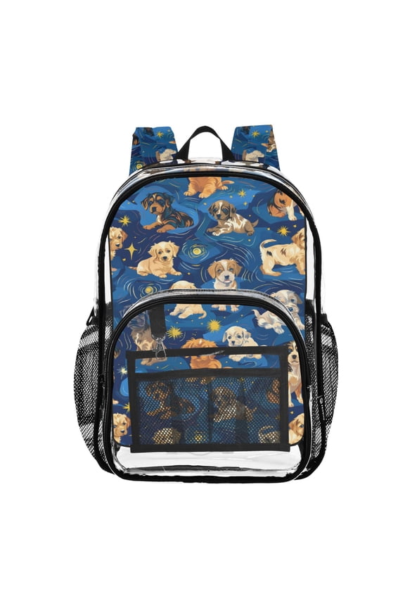 Clear Backpack Cartoon Puppy Dog PVC Transparent BookBag