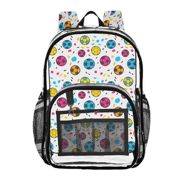 ALAZA Clear Backpack Cartoon Soccer Balls PVC Transparent BookBag
