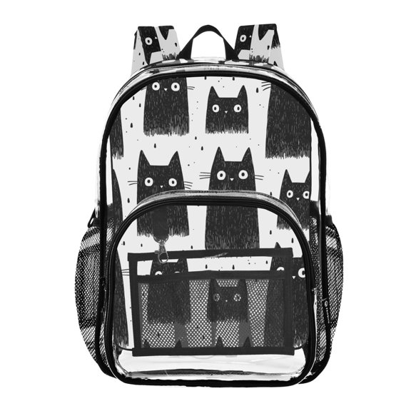 ALAZA Clear Backpack Cat PVC Transparent BookBag