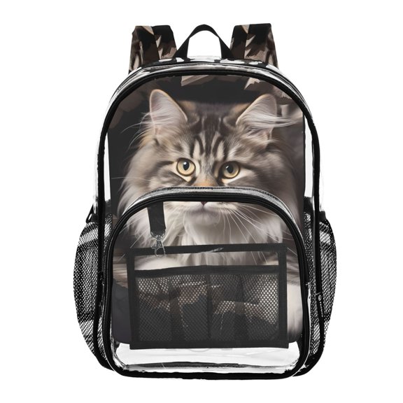 ALAZA Clear Backpack Cat PVC Transparent BookBag