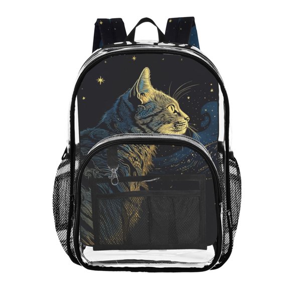 ALAZA Clear Backpack Cat at Starry PVC Transparent BookBag