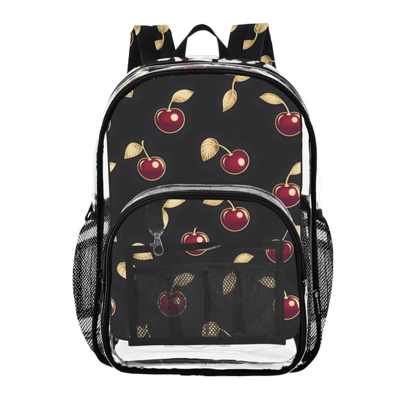 ALAZA Clear Backpack Cherry Gold Leaves PVC Transparent BookBag