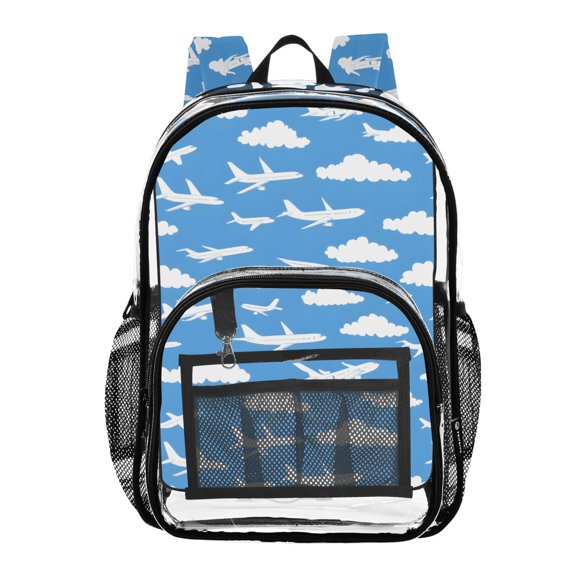 ALAZA Clear Backpack Clouds Airplane PVC Transparent BookBag