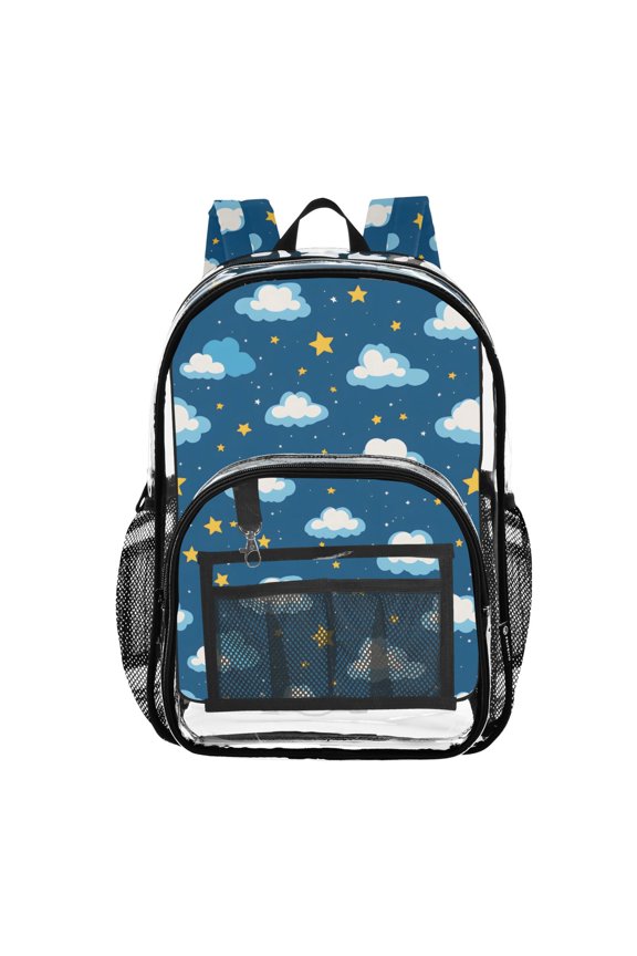 Clear Backpack Clouds Stars PVC Transparent BookBag