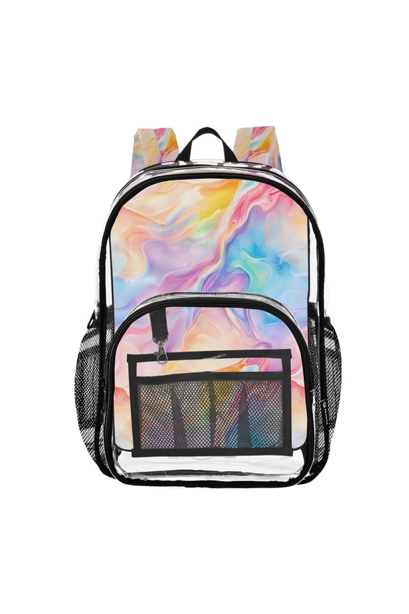 Clear Backpack Colorful Liquid Tie Dye PVC Transparent BookBag