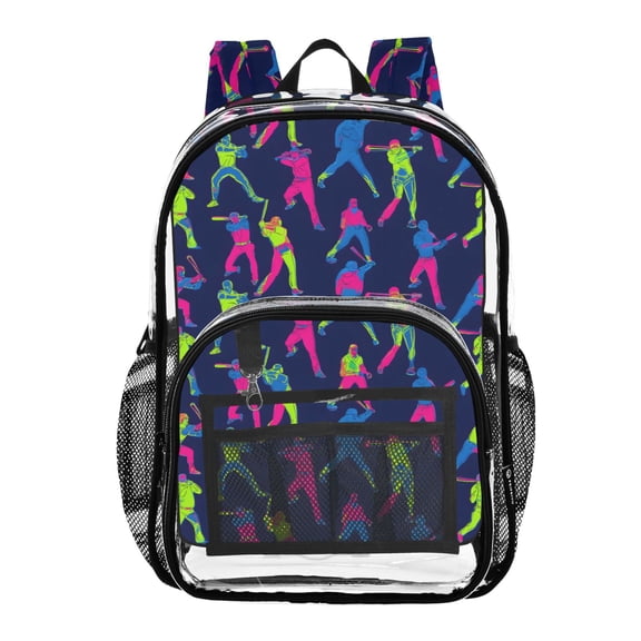 ALAZA Clear Backpack Cool Baseball Players PVC Transparent BookBag