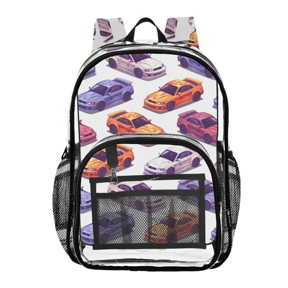 ALAZA Clear Backpack Cool Cars PVC Transparent BookBag